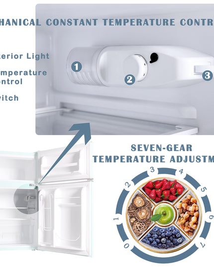 3,2 Kubikfuß (ca. 90 Liter) Retro-Minikühlschrank mit kompaktem Gefrierfach